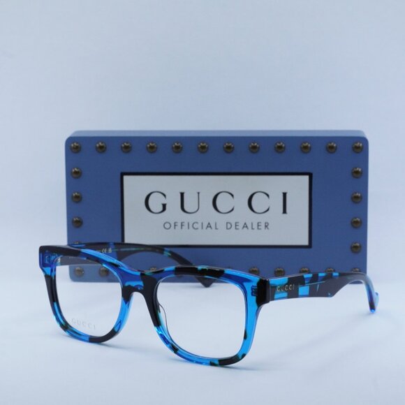 Gucci GG1332O 006 Square 54mm Eyeglasses - Spotted Black Turquoise Havana - Picture 1 of 11